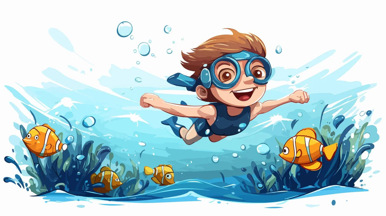 Child Swimming Cartoon Vector Illustration — free download from Dotvec