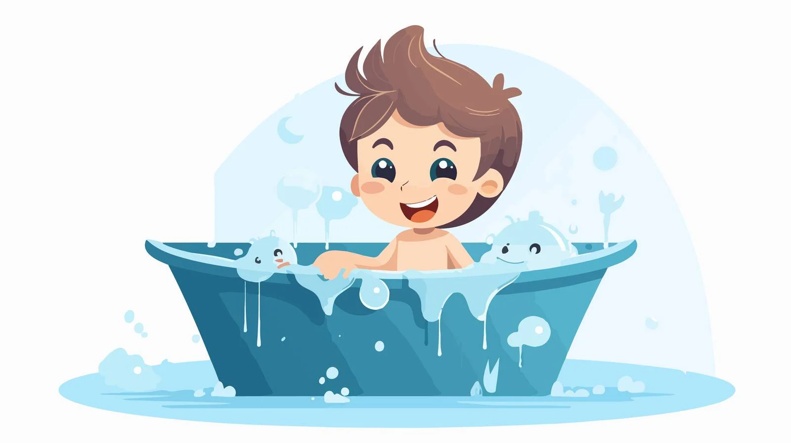 Child Bathing Cartoon Vector Illustration — free download from Dotvec