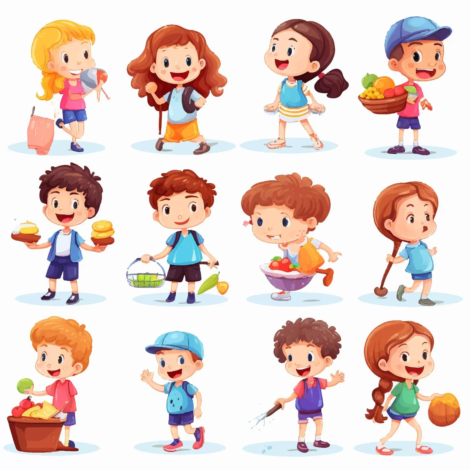 Kids and Their Daily Routines Illustration — free download from Dotvec