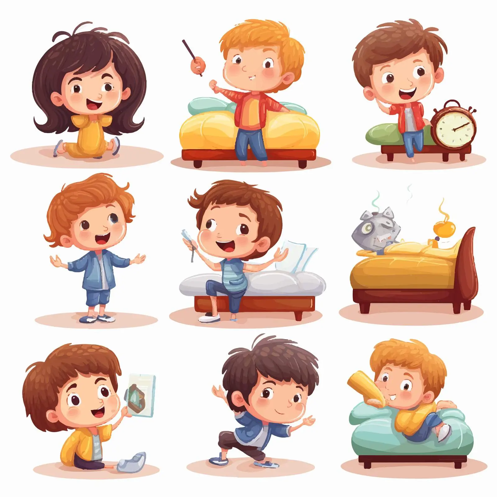 Kids' Daily Routines Vector Illustration — free download from Dotvec