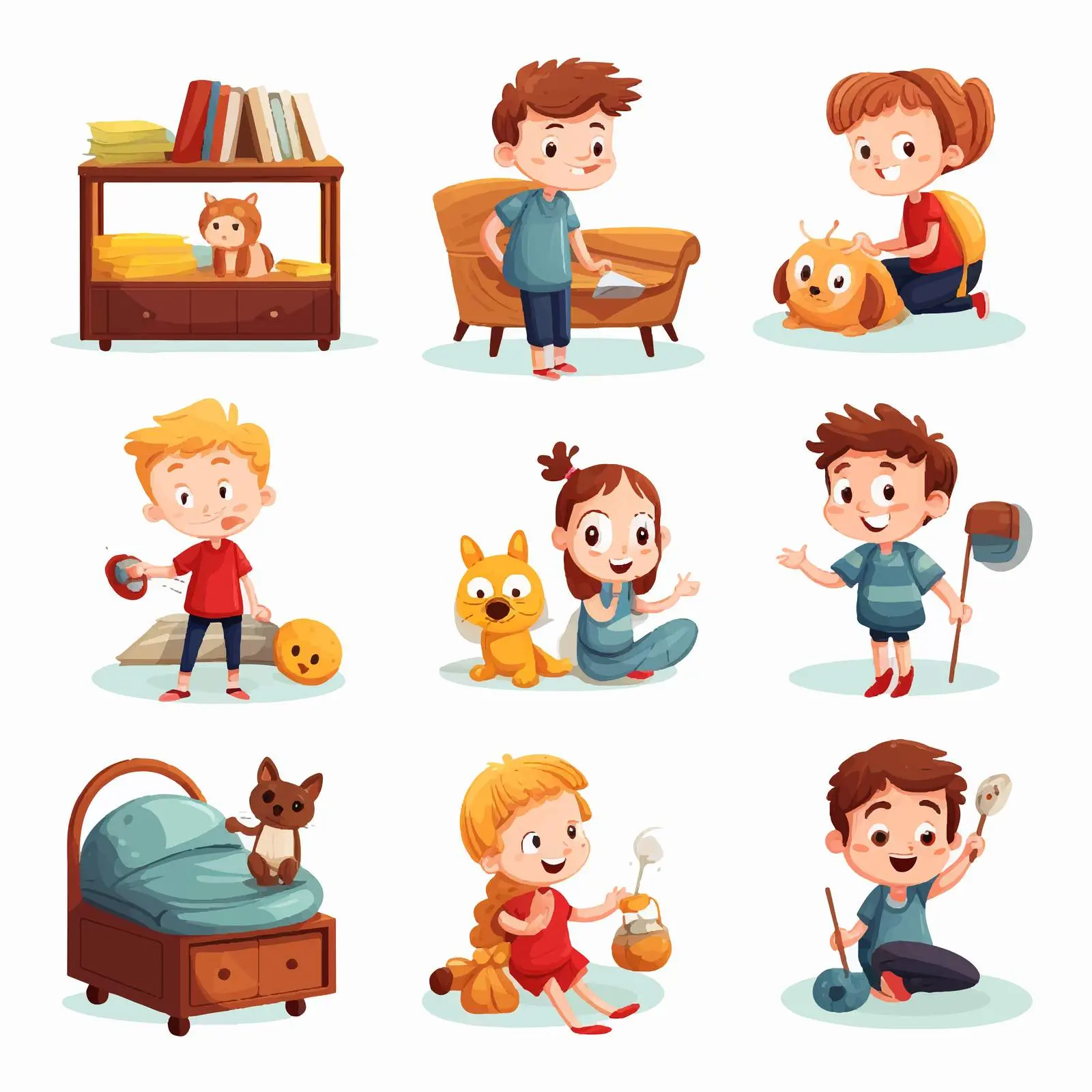 Kids Engaging in Daily Routines Illustration — free download from Dotvec
