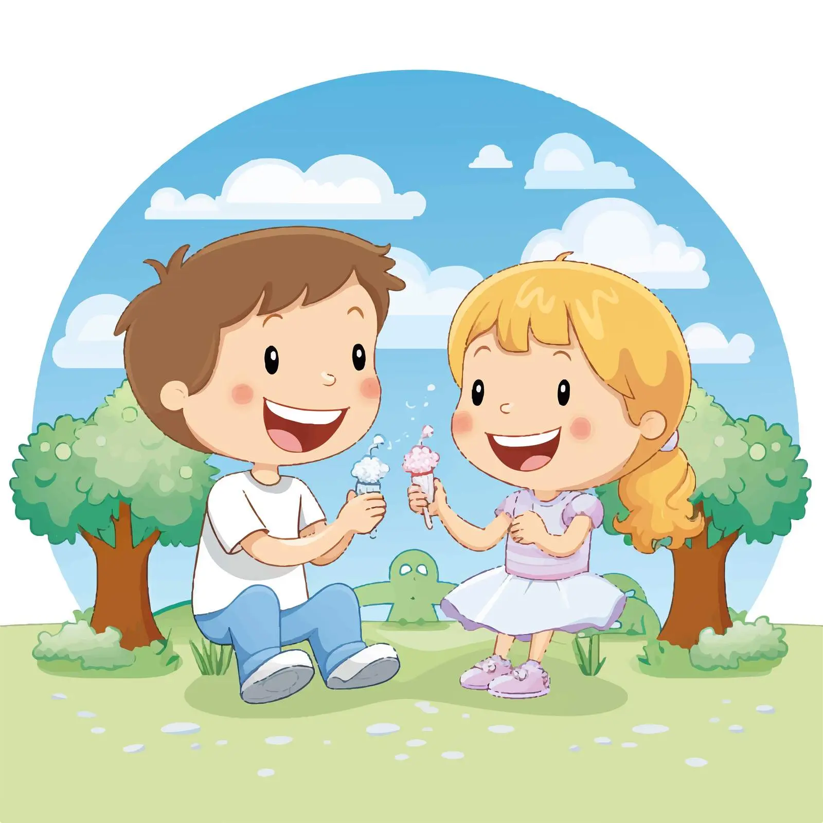 Kids Caring for Teeth Illustration in Vector Format — free download from Dotvec