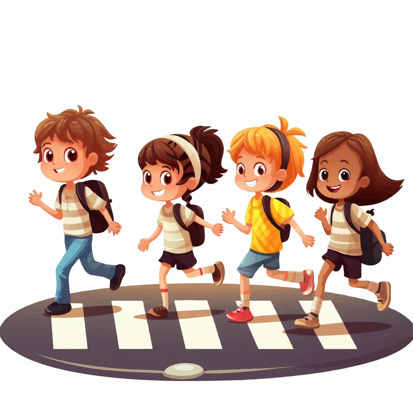Kids Safely Crossing Zebra Crossing Vector Art — free download from Dotvec