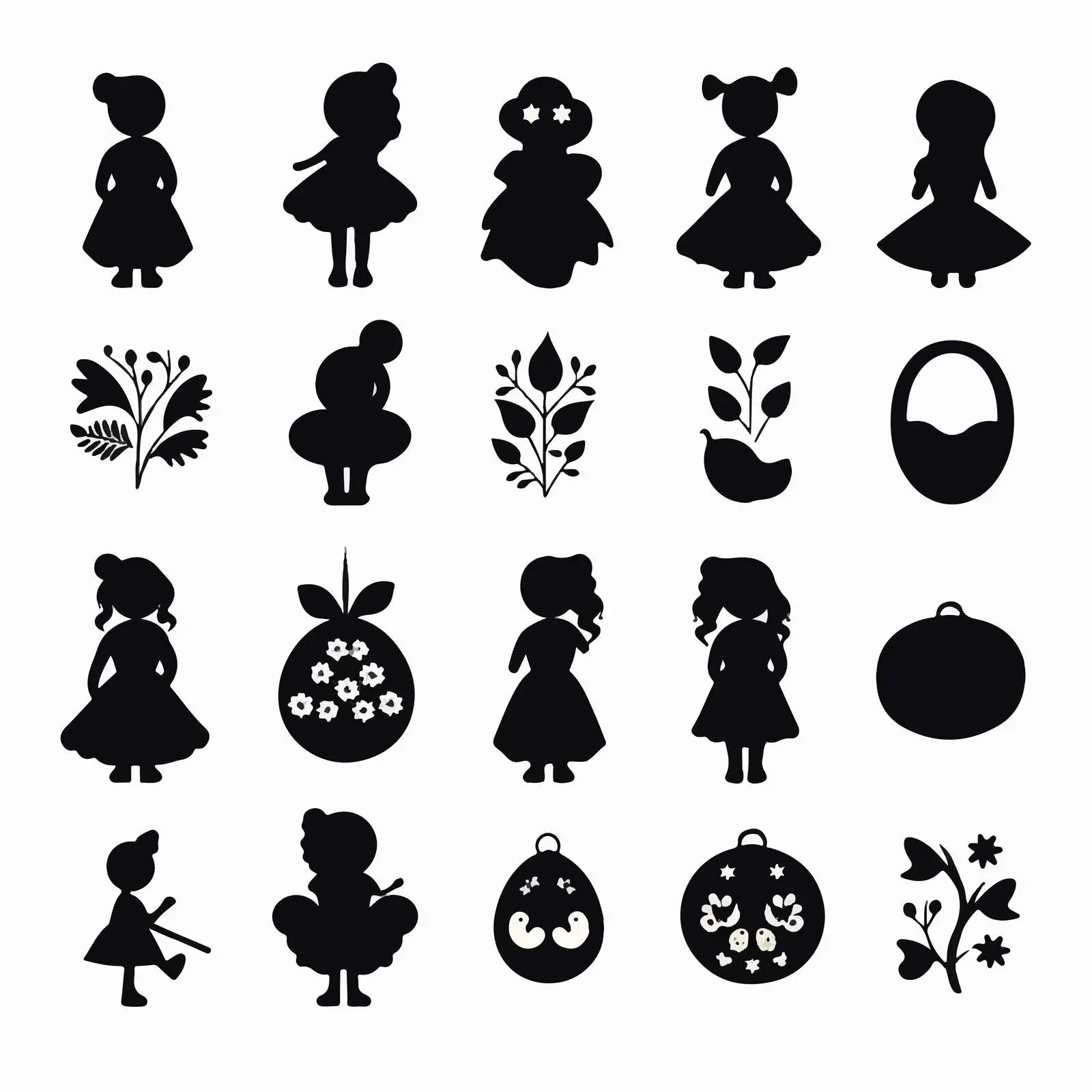 Kids Easter Black Silhouettes Earrings Cut Files – free wearable art image from Dotvec