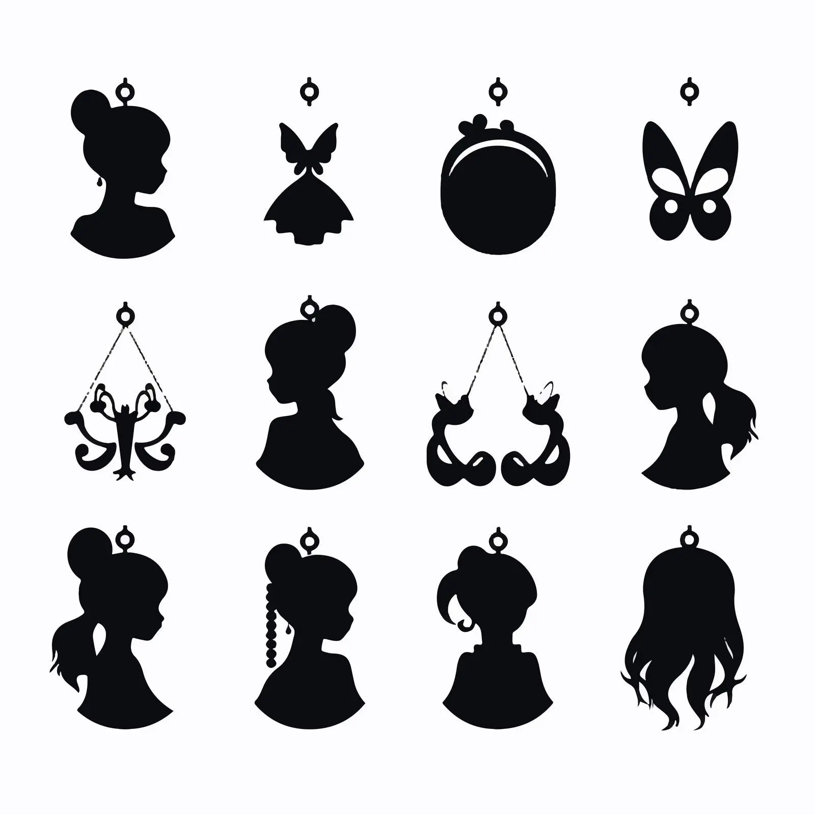 Kids Easter Black Silhouettes Earrings Vectors — free download from Dotvec