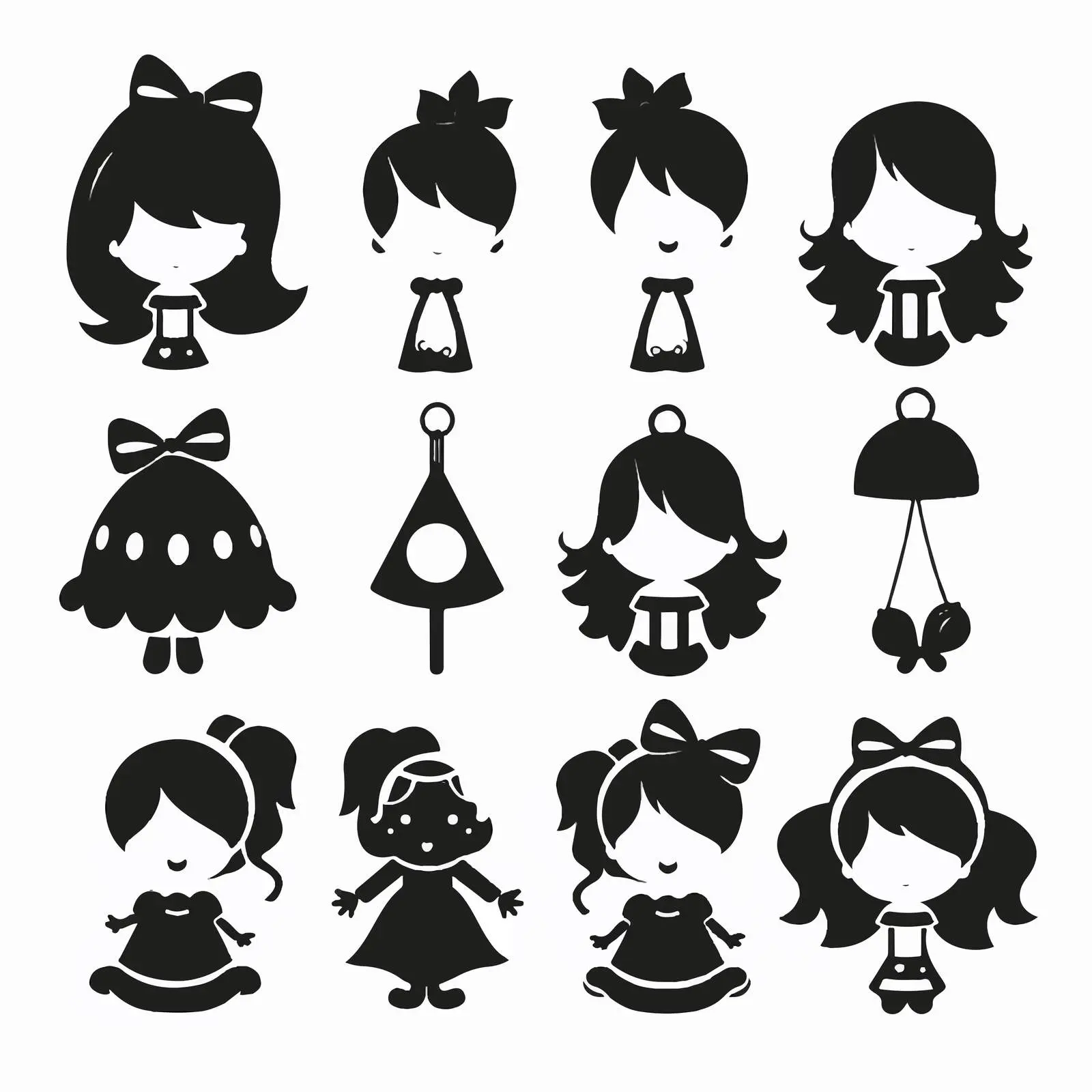 Kids Easter Black Silhouettes Earrings Vectors — free download from Dotvec