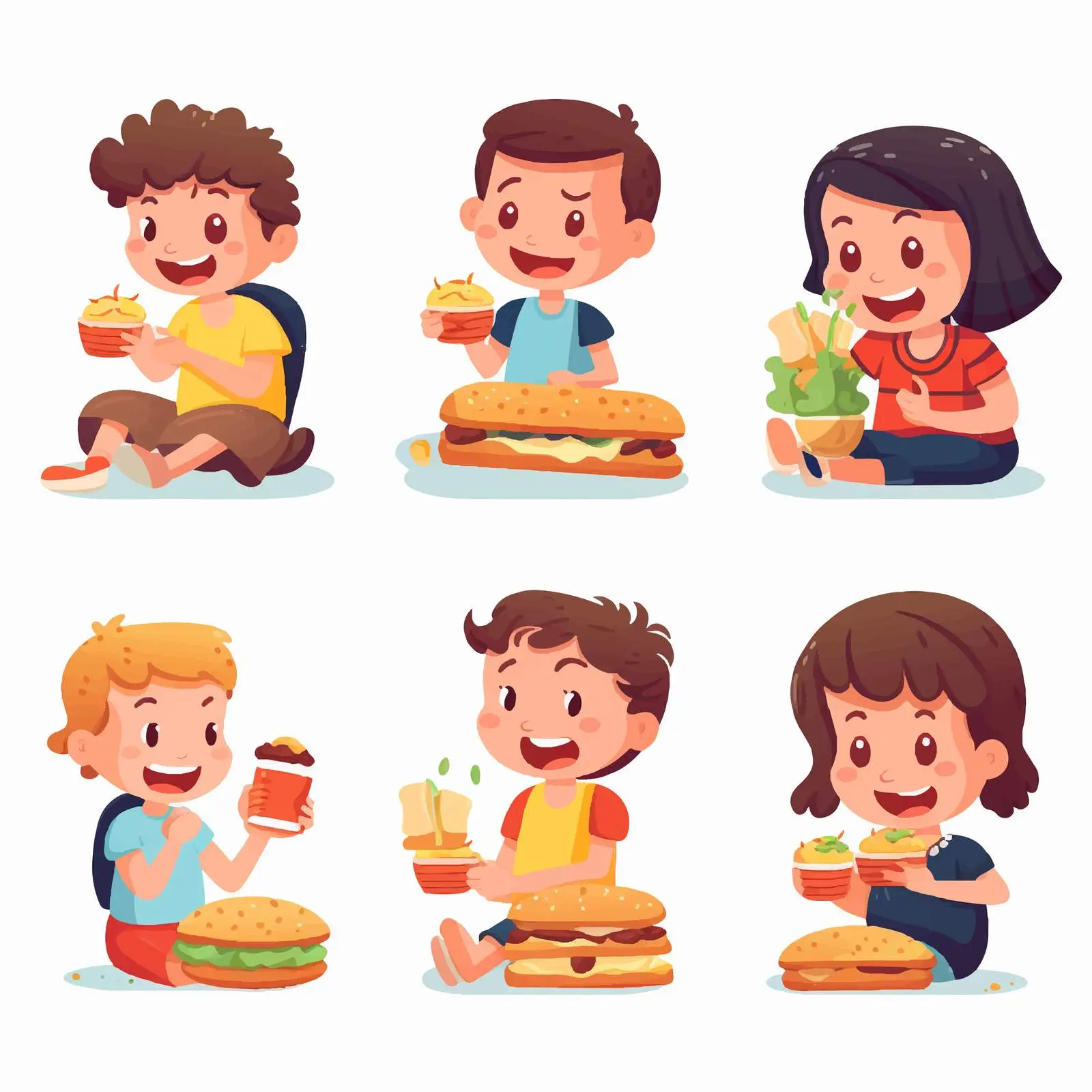 Kids Enjoying Healthy and Unhealthy Snacks — free download from Dotvec
