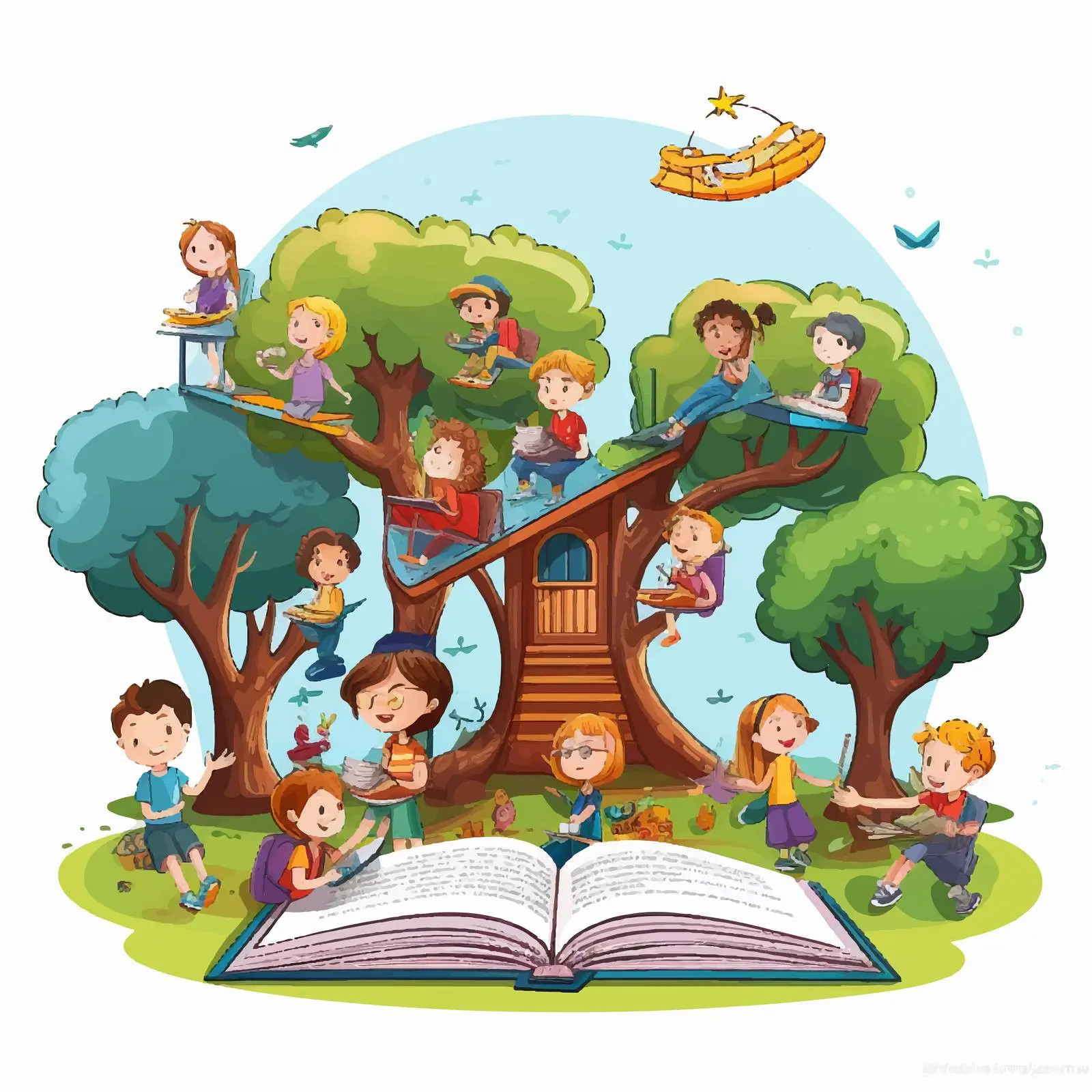 Kids Enjoying Playground Fun in Vector Art — free download from Dotvec