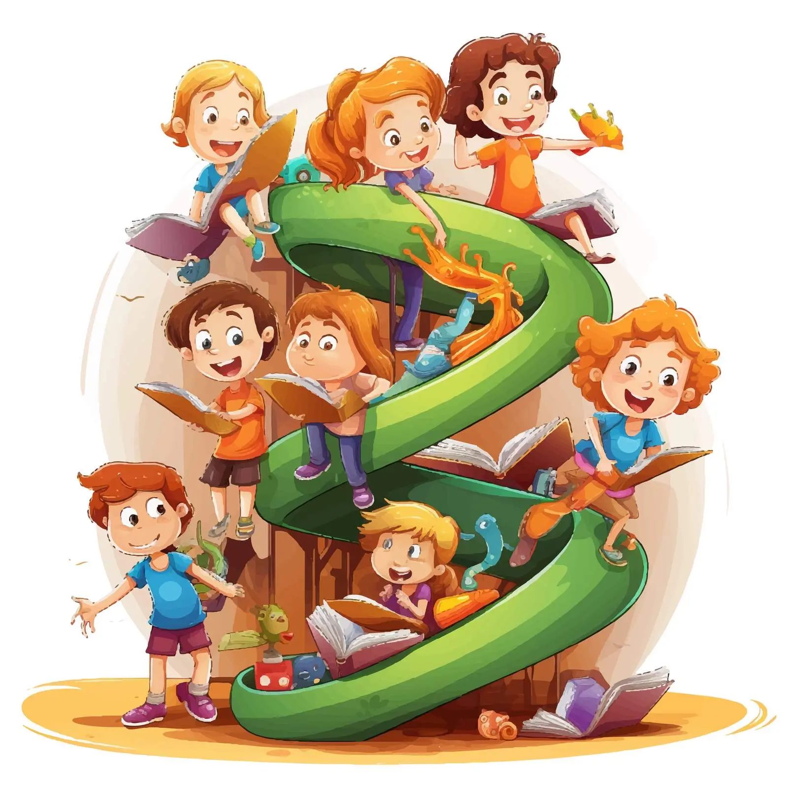Children Playing in Imaginative Playground Vector — free download from Dotvec