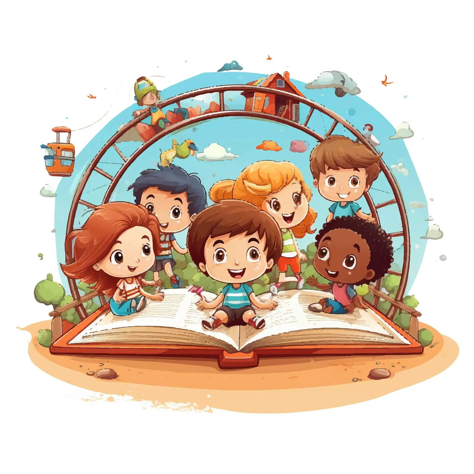 Children Playing in a Storybook Playground — free download from Dotvec