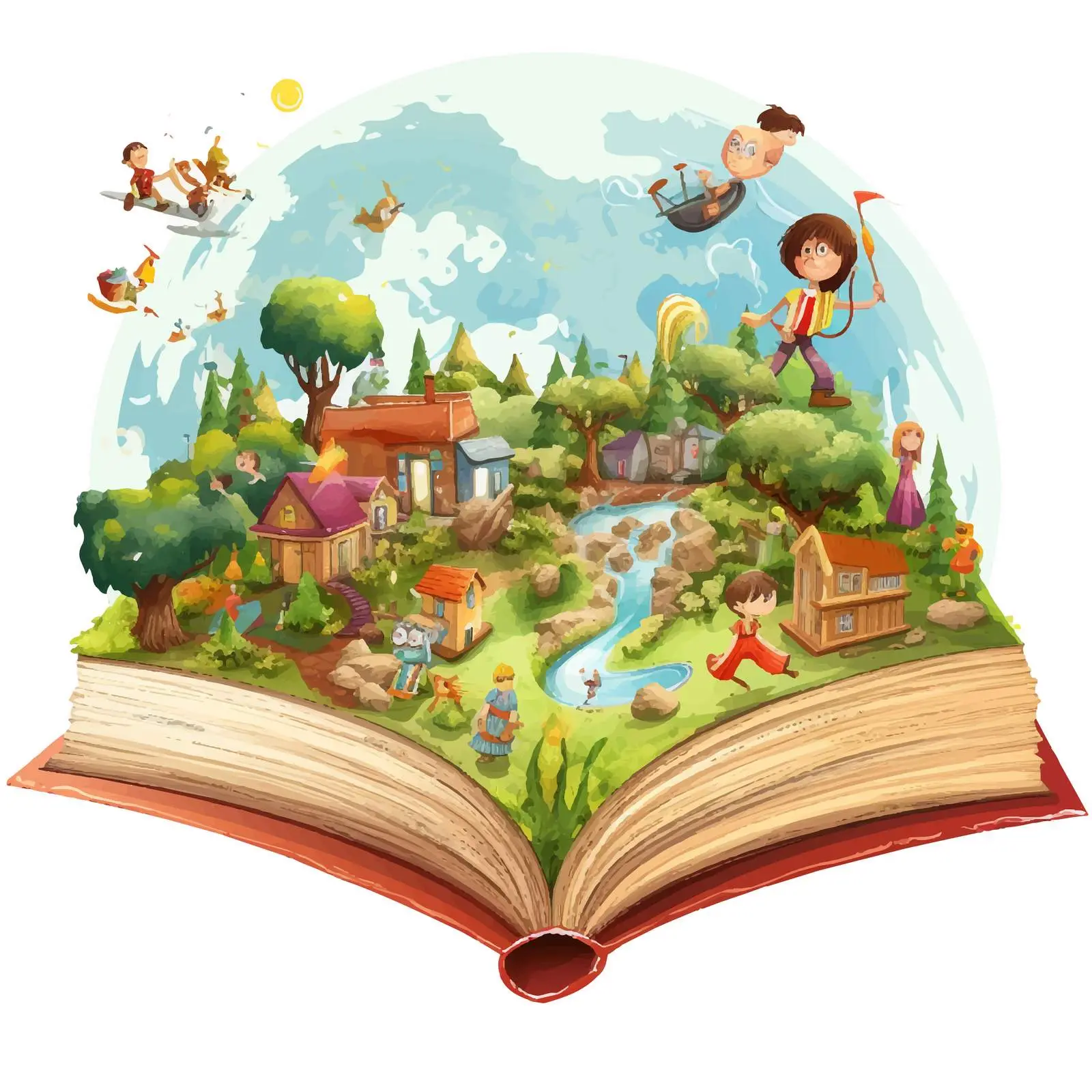 Children Discovering Imagination in a Book World — free download from Dotvec