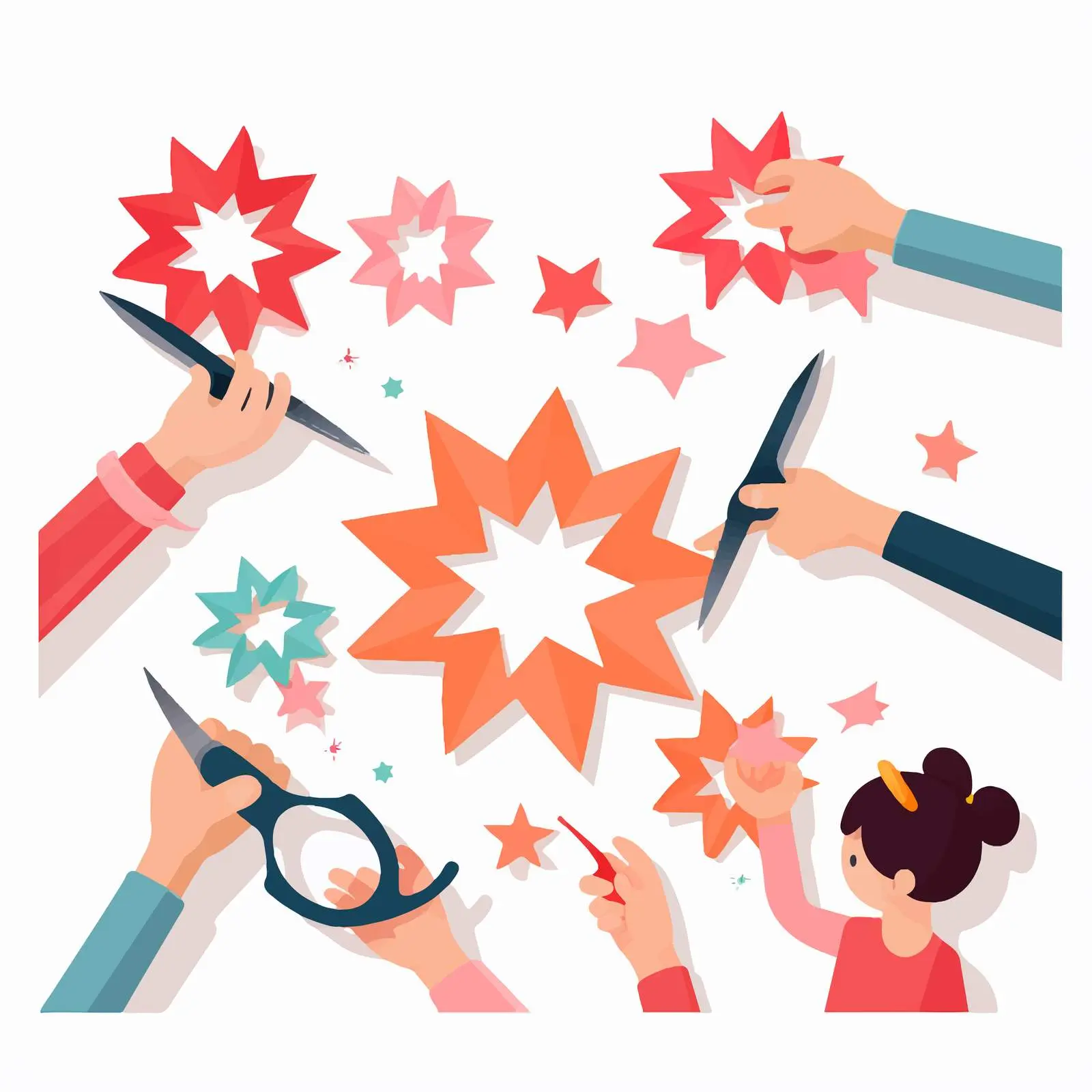 Kids Cutting Paper Shapes with Scissors – free childrens activities image from Dotvec