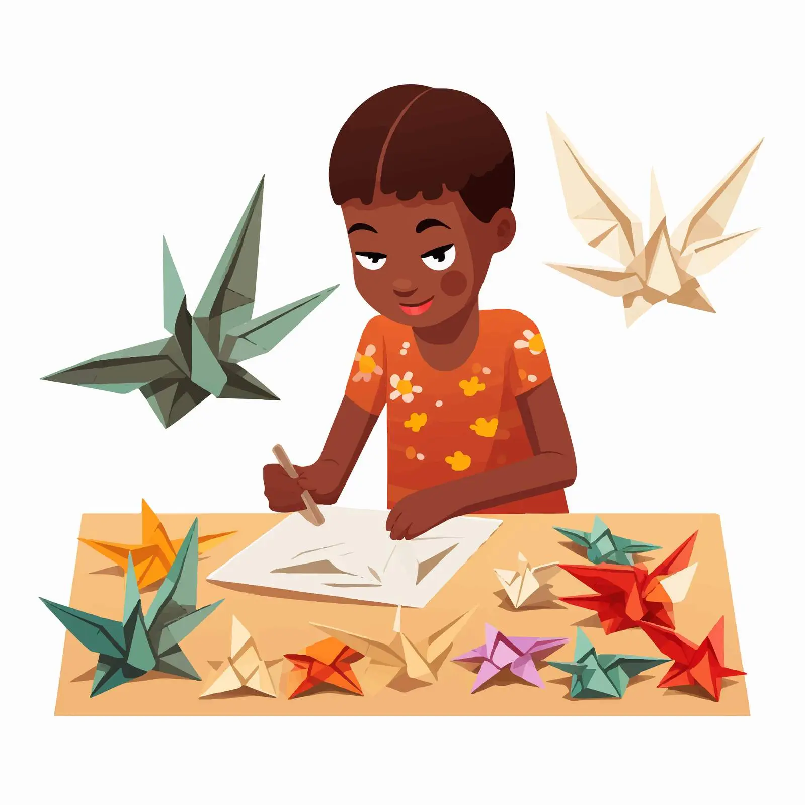 Kids Creating Paper Toys through Origami Art — free download from Dotvec