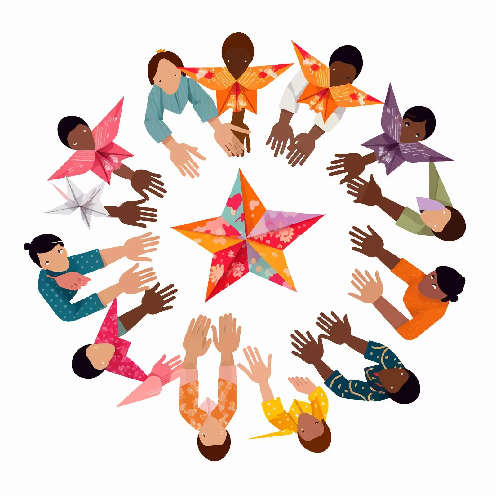 Children Crafting Origami Paper Toys — free download from Dotvec