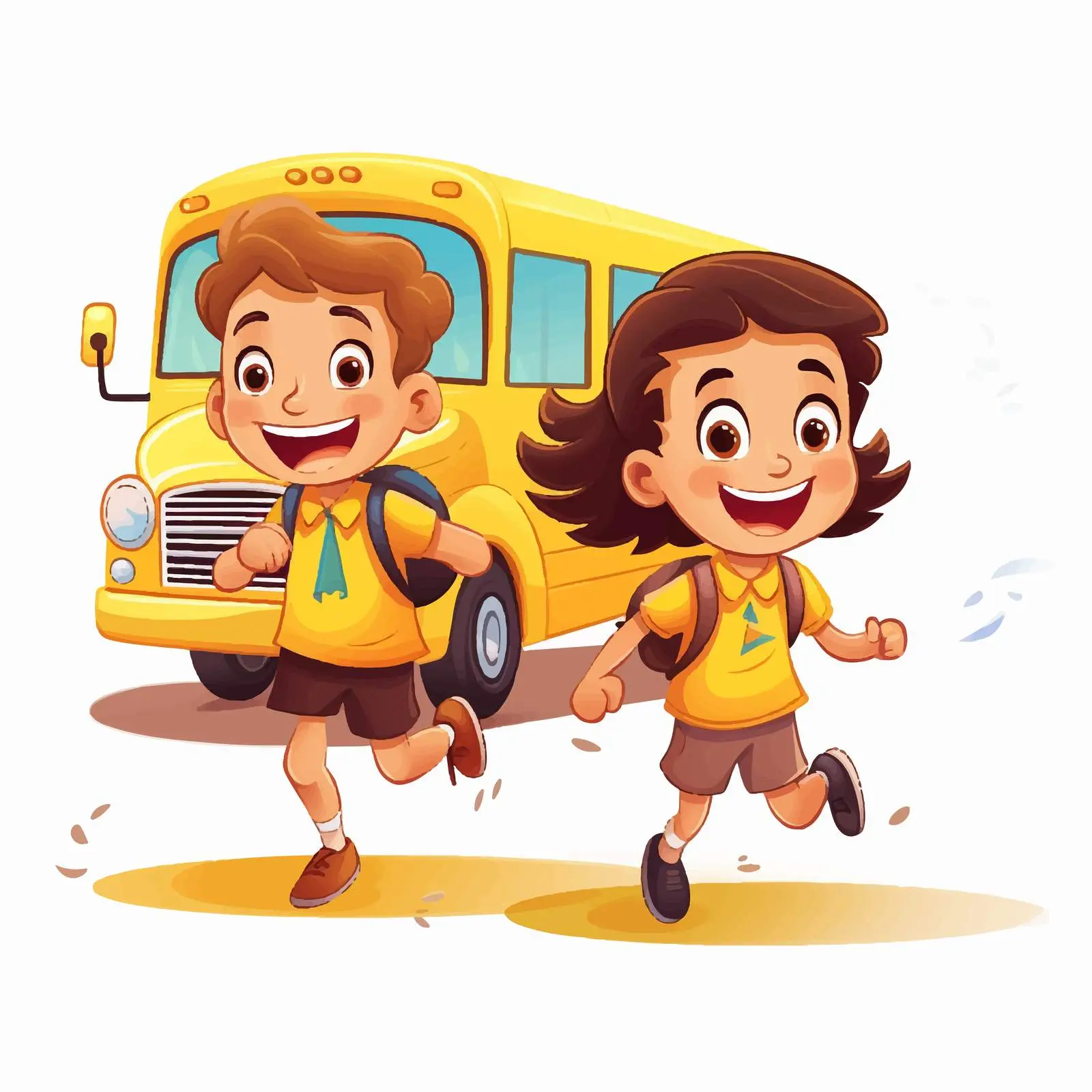 Children Running Towards Yellow School Bus Vector — free download from Dotvec