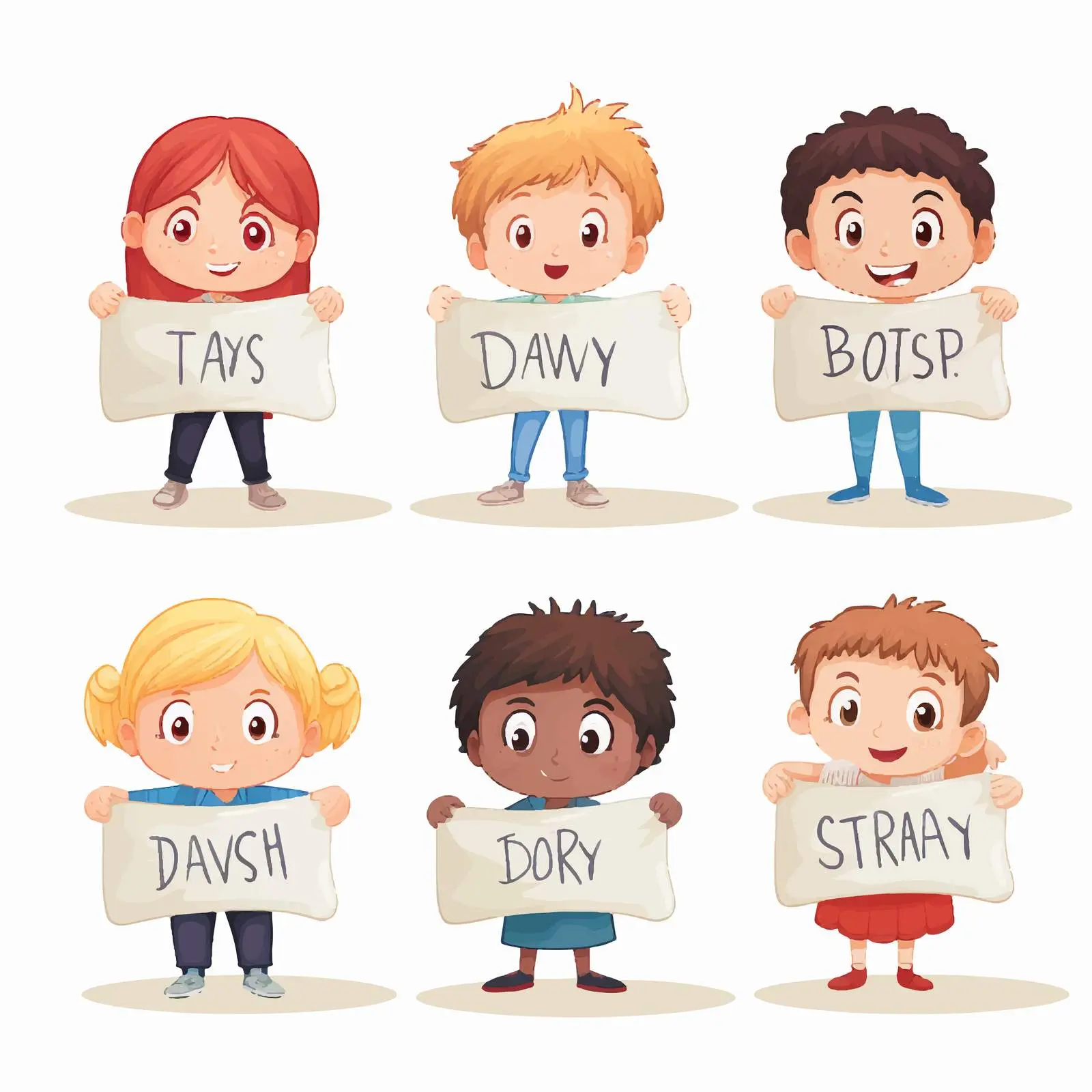 Kids Illustrating Days of the Week in Vectors – free card game image from Dotvec