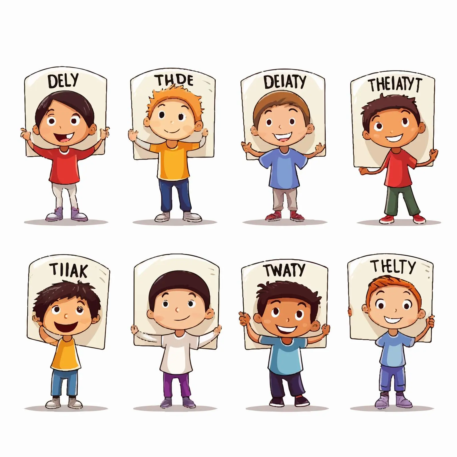 Kids Holding Cards of Days of the Week — free download from Dotvec