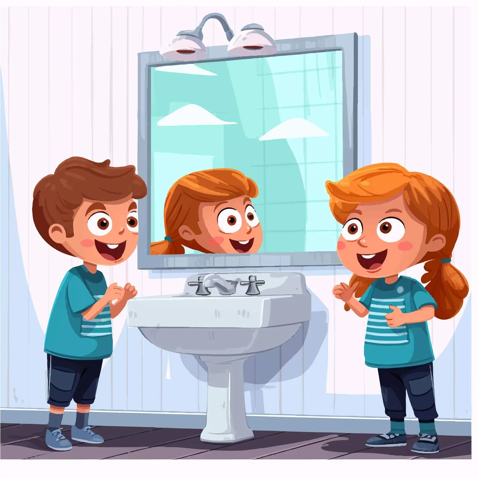 Kids Playing in Bathroom Cartoon Vector — free download from Dotvec