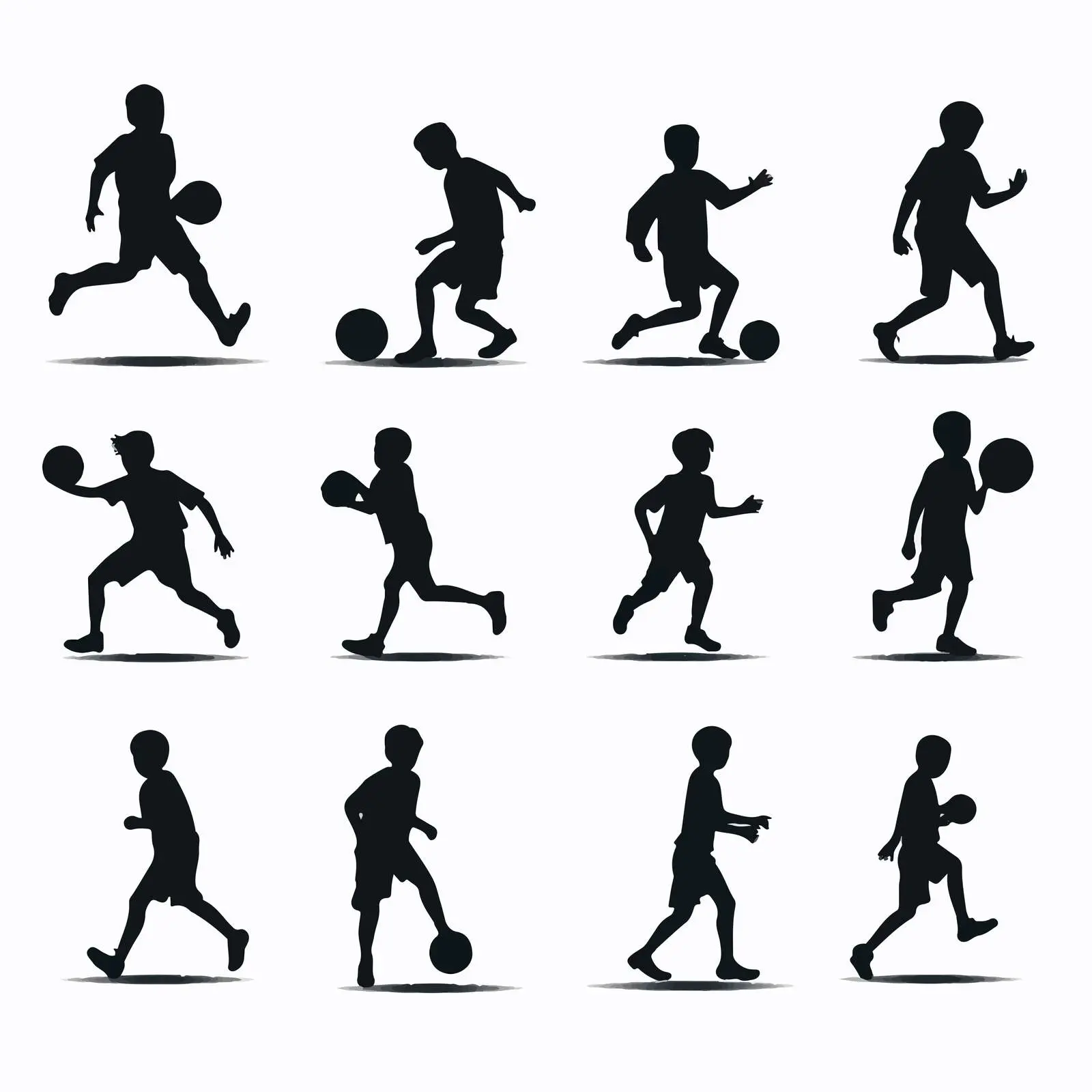 Boys Playing Football Silhouettes Vector Set — free download from Dotvec