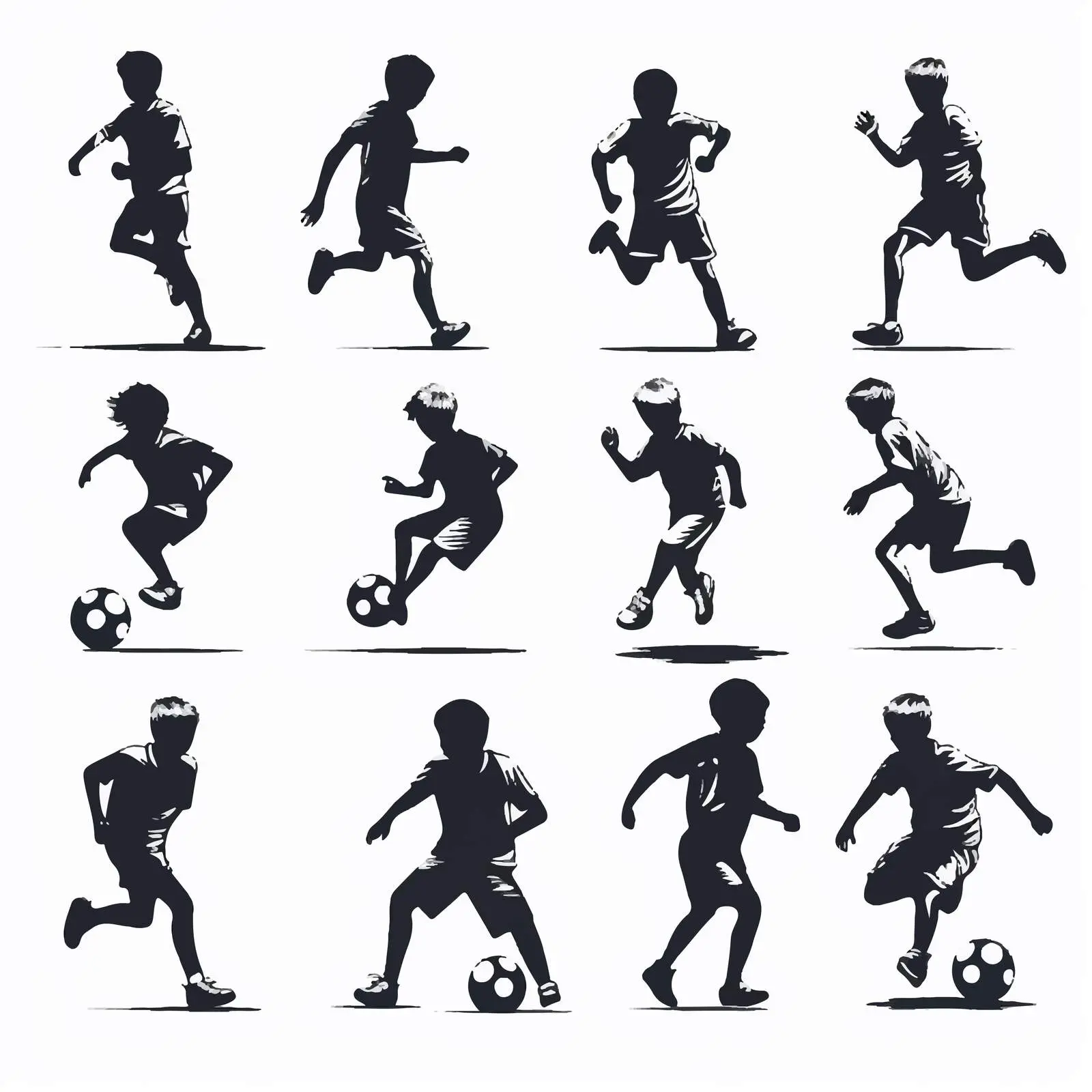 Boys Playing Football Silhouettes Vector Set — free download from Dotvec
