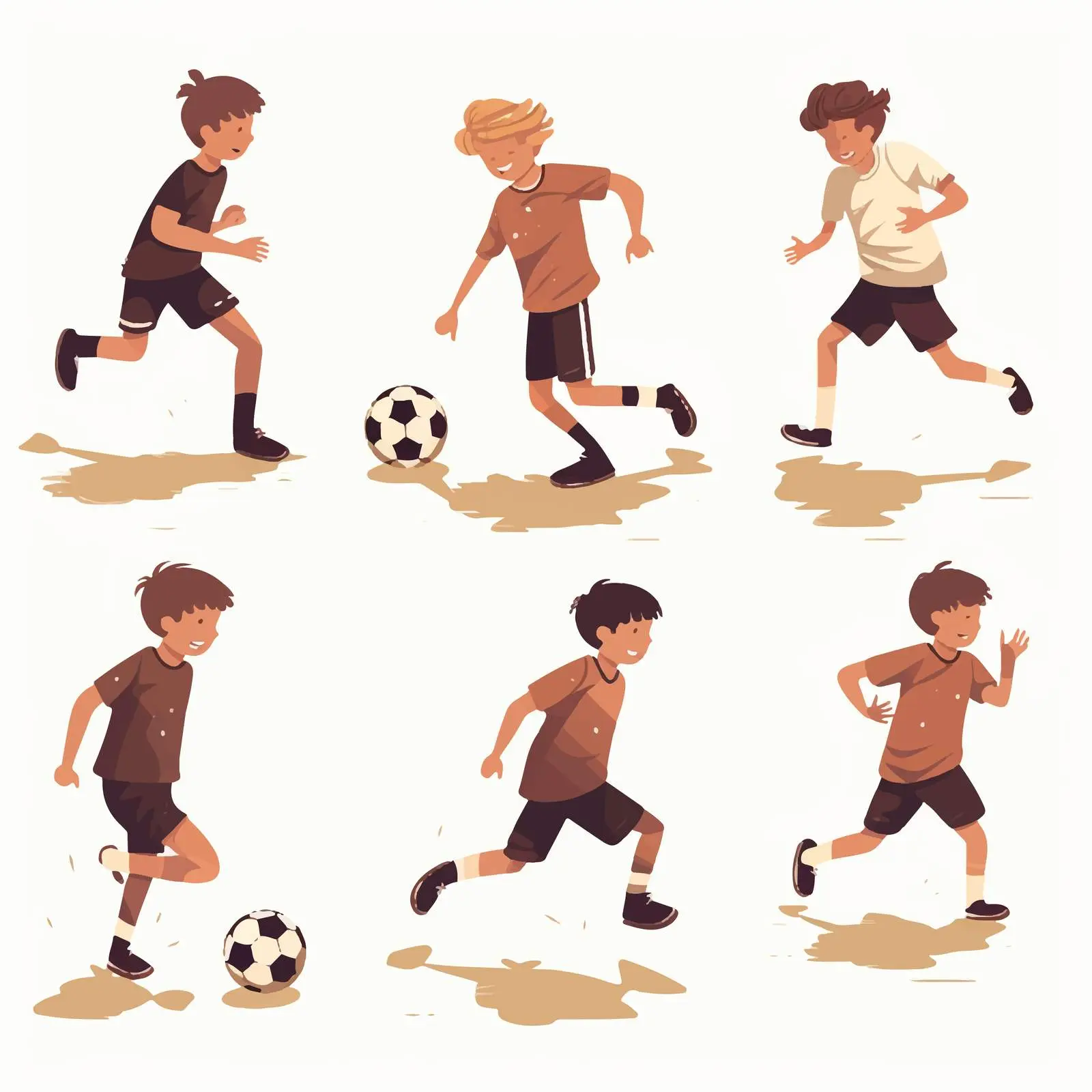 Boys Football Silhouettes Vector Set – free black silhouette image from Dotvec