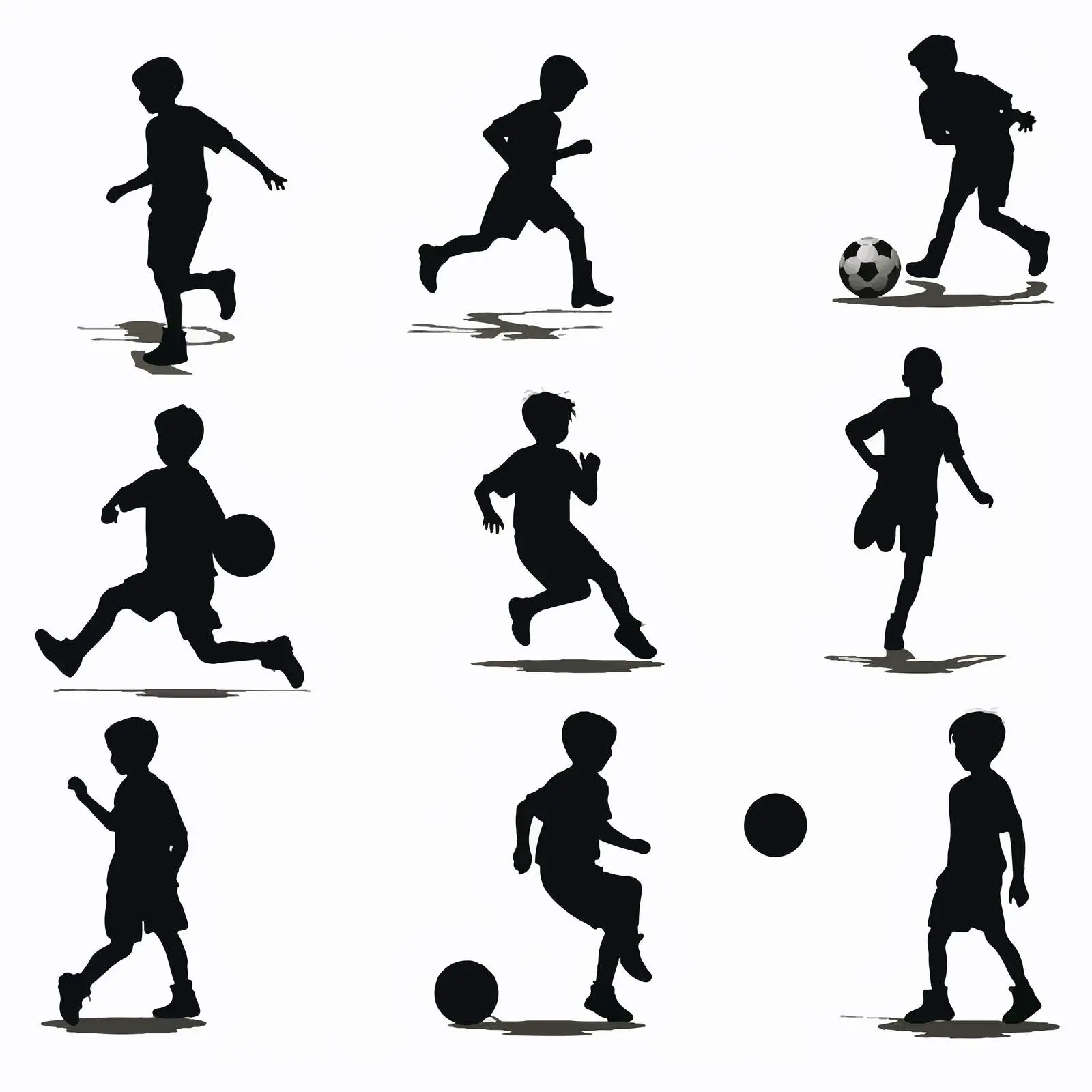 Boys Playing Football Silhouettes on White Background — free download from Dotvec