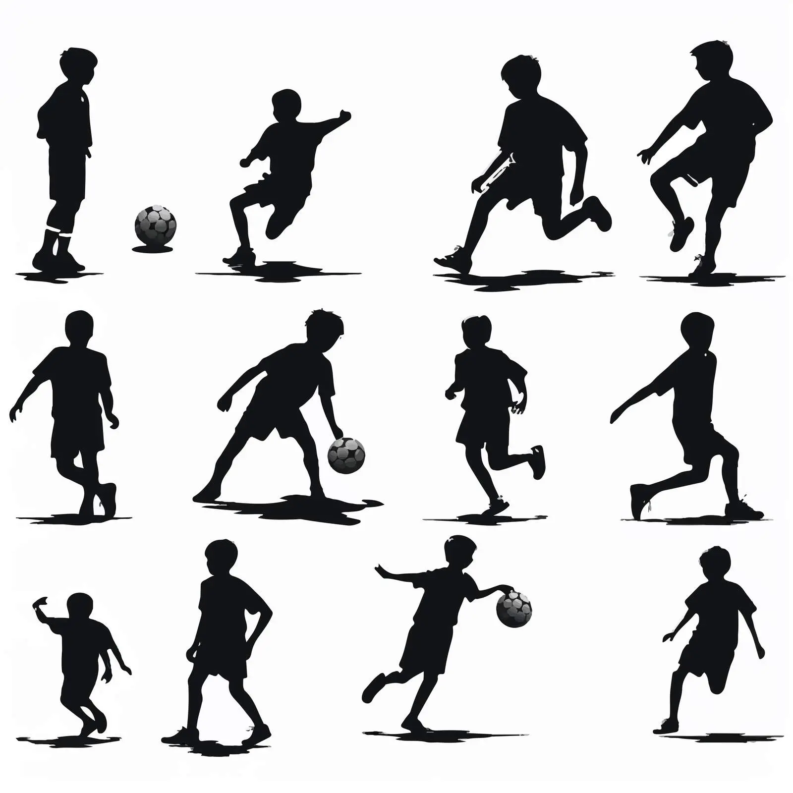 Boys Playing Football Silhouettes Vector Art — free download from Dotvec