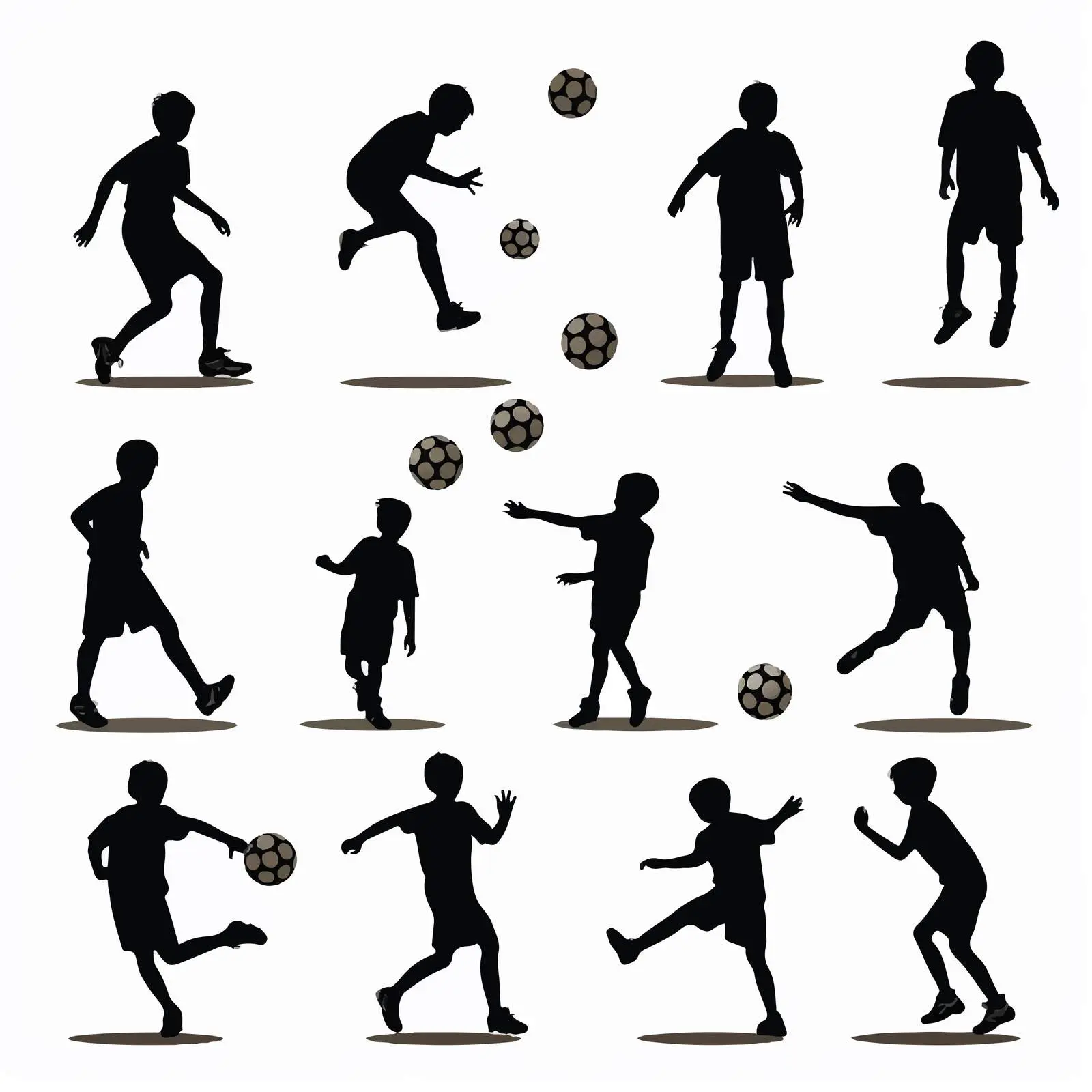 Boys Playing Football Silhouettes on White – free physical activity image from Dotvec