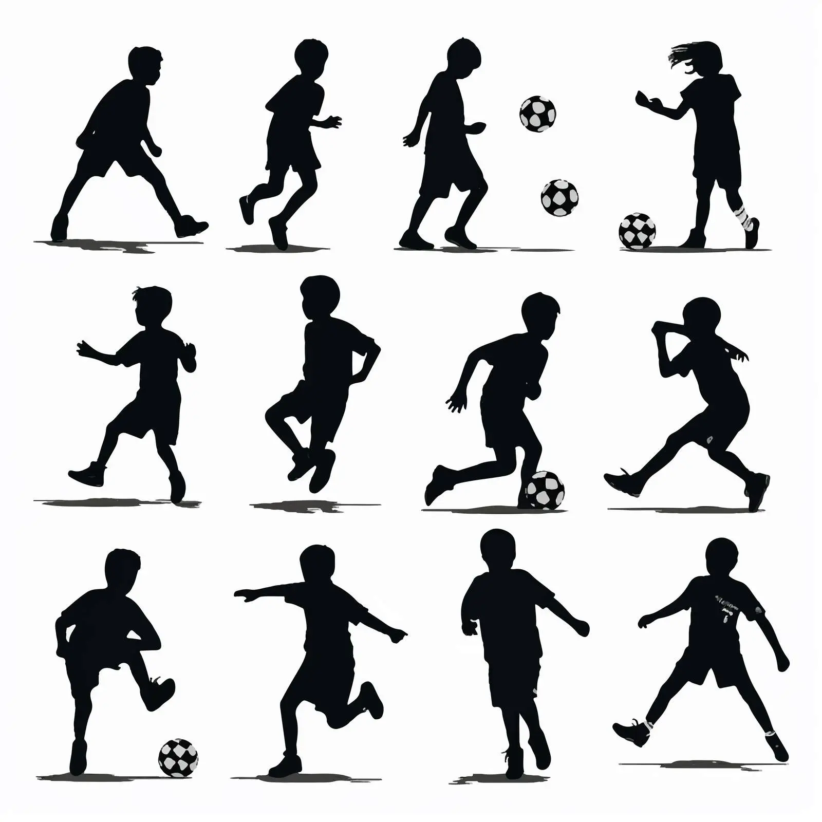 Boys Playing Football Silhouettes Vector Set — free download from Dotvec