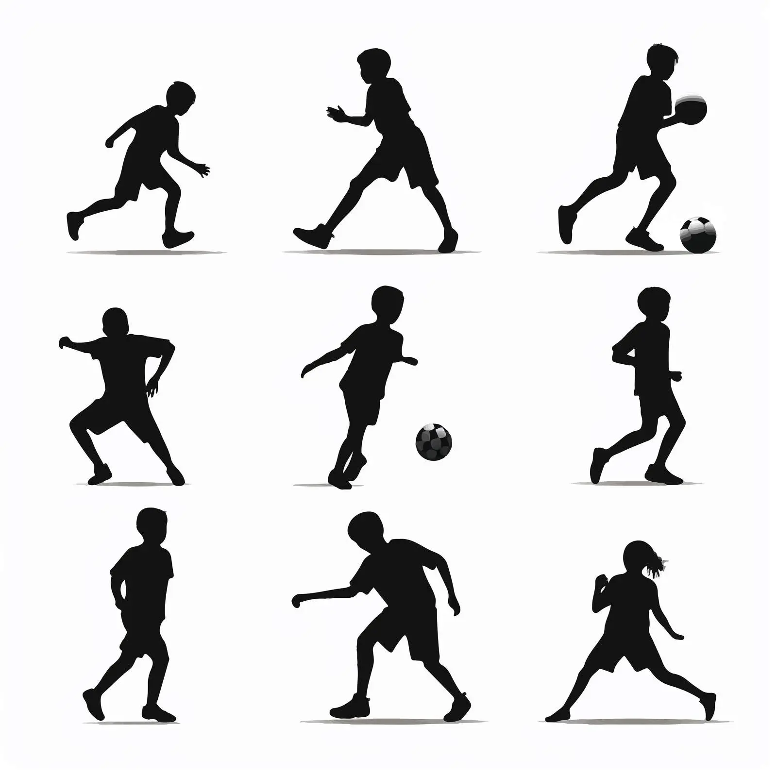 Boys Playing Football Silhouettes Vector Set — free download from Dotvec