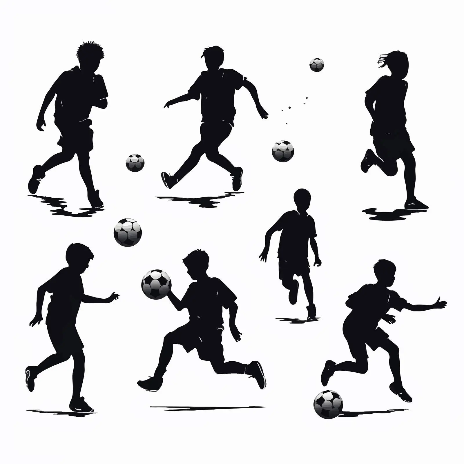 Boys Football Silhouettes Vector Set — free download from Dotvec