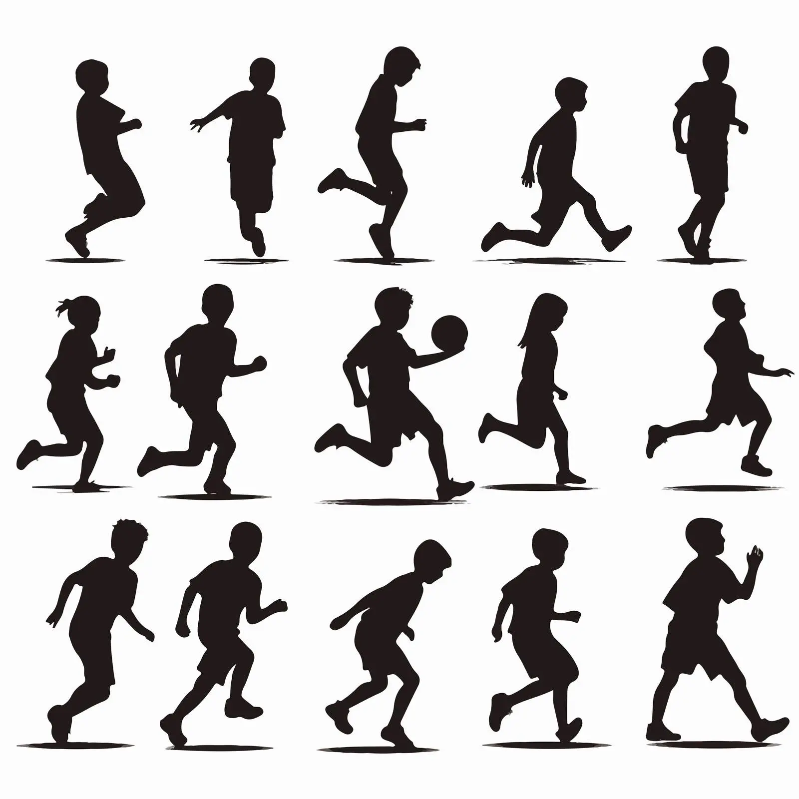 Boys Football Playing Silhouettes Vector Set — free download from Dotvec