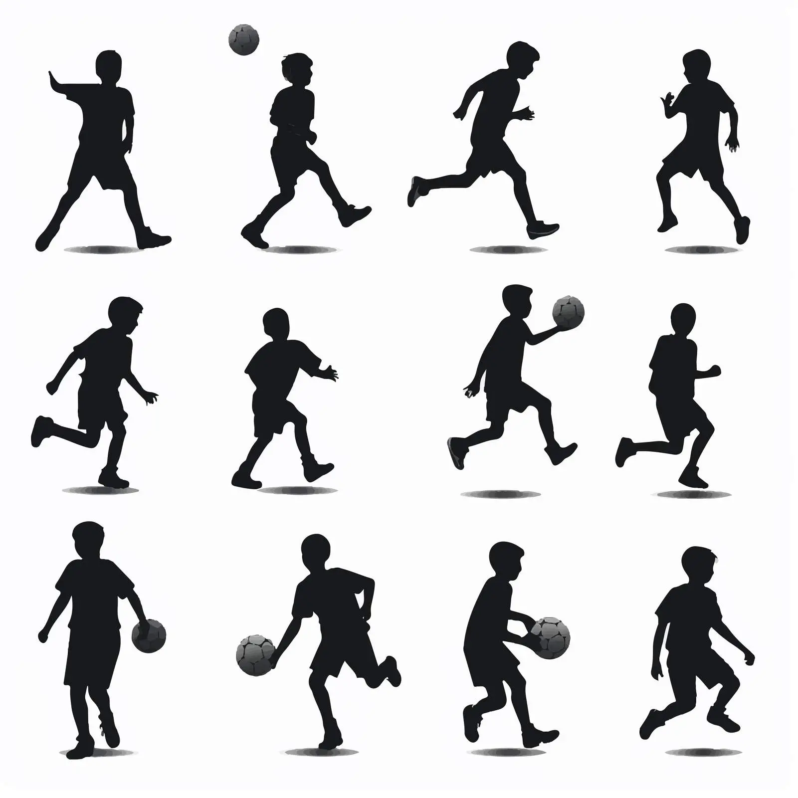 Boys Playing Football Silhouettes Set — free download from Dotvec