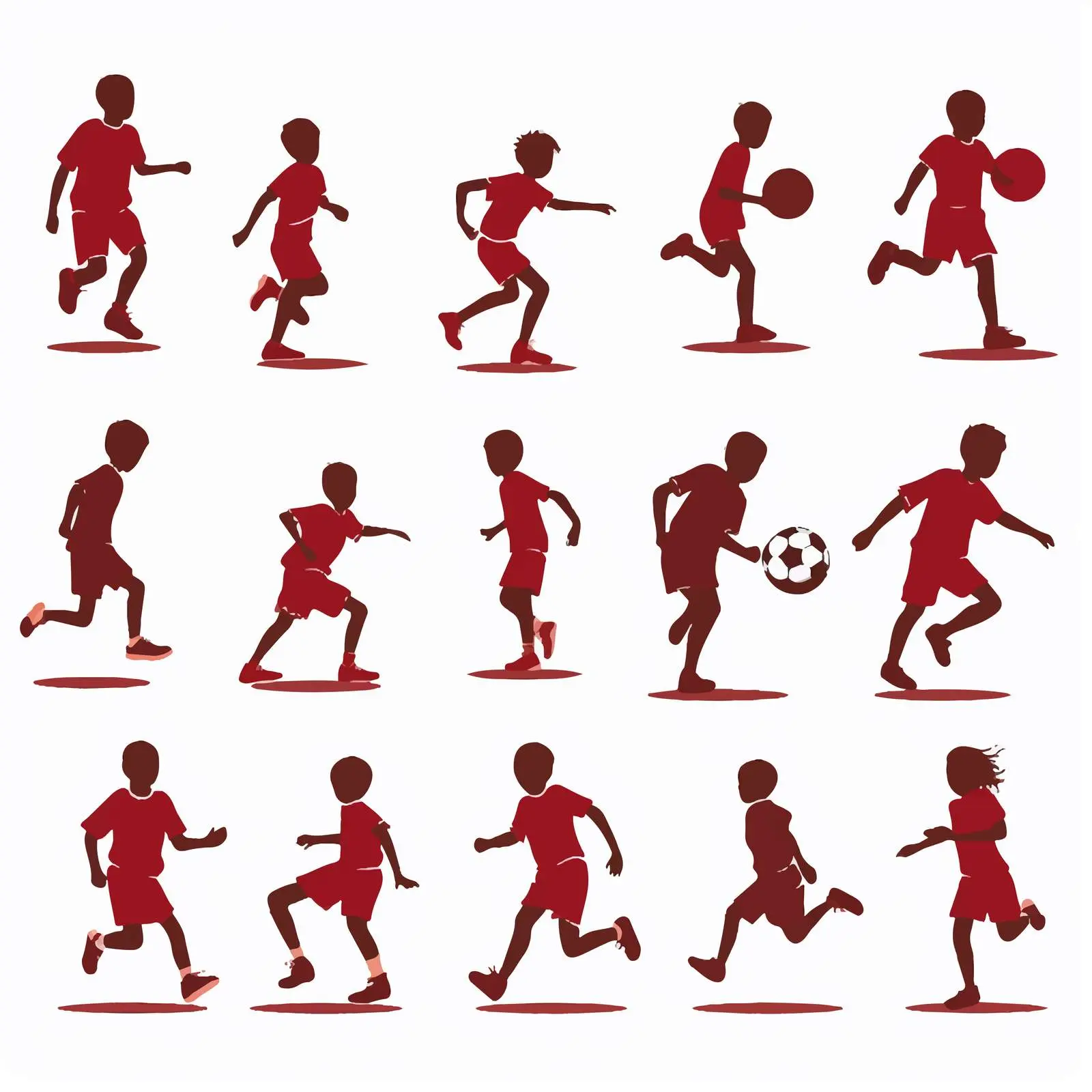 Boys Football Silhouettes Vector Set – free physical activity image from Dotvec