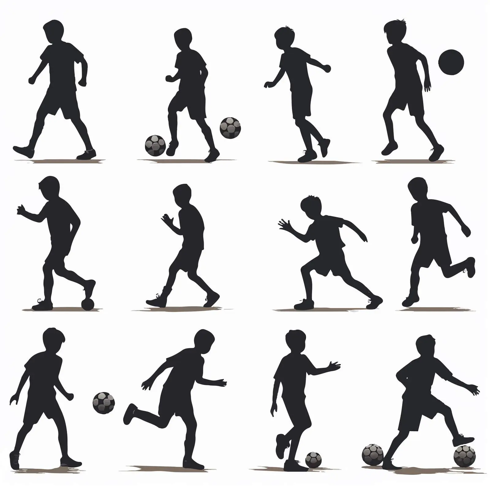 Boys Playing Football Silhouettes Vector Set — free download from Dotvec