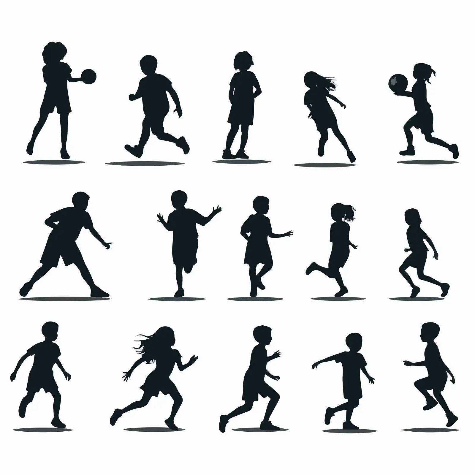 Kids Playing Football Silhouettes on White Background — free download from Dotvec