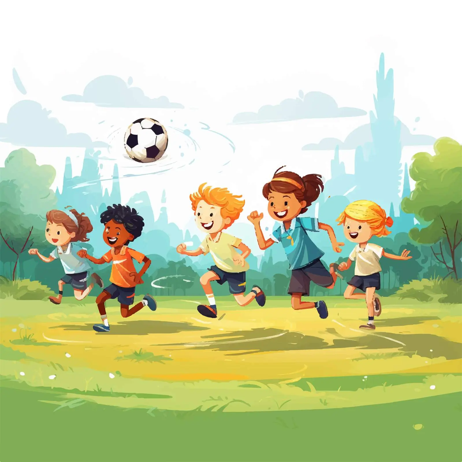Children Playing Football on the Lawn — free download from Dotvec