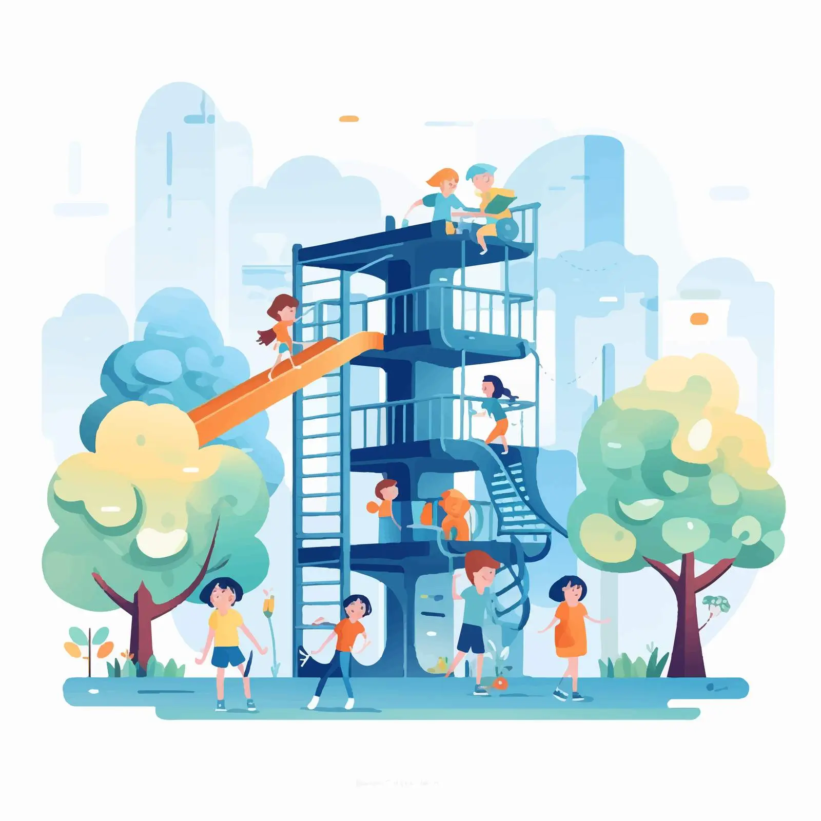 Kids Playing Games at Modern Playground – free play equipment image from Dotvec