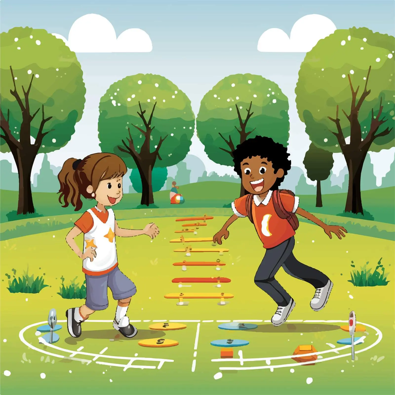 Children Enjoying Hopscotch in the Park — free download from Dotvec
