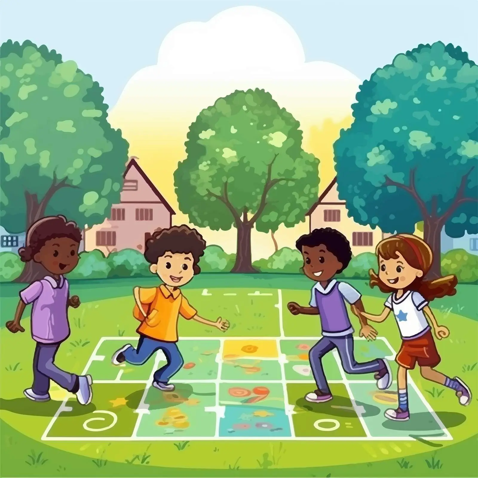 Kids Playing Hopscotch in Park — free download from Dotvec