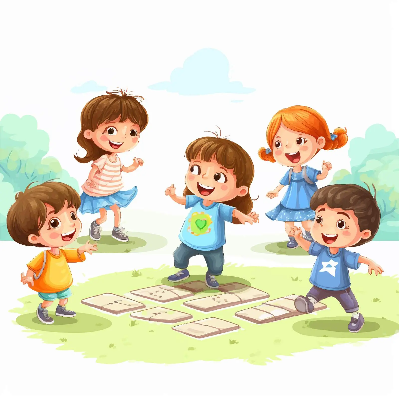 Kids Playing Hopscotch in the Park — free download from Dotvec