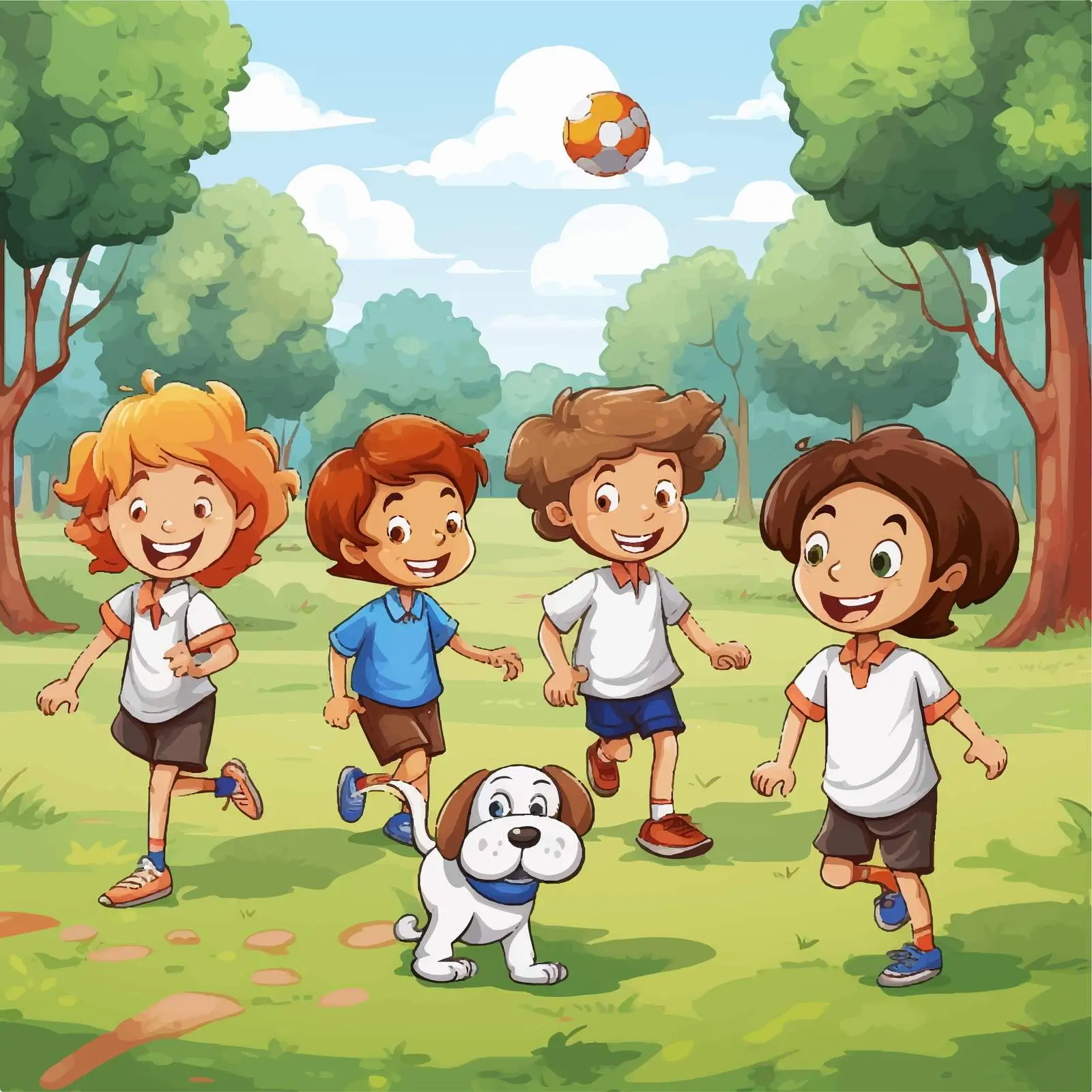 Kids Playing Soccer in the Park Vector — free download from Dotvec