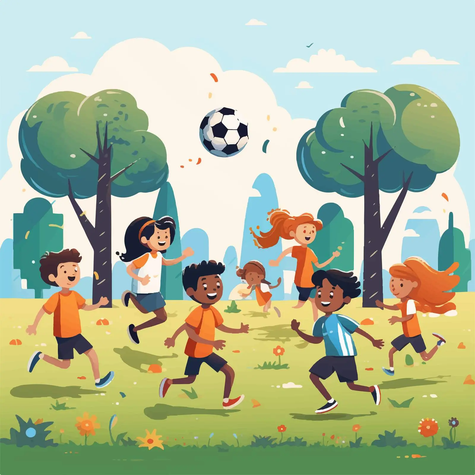 Children Playing Soccer in the Park — free download from Dotvec