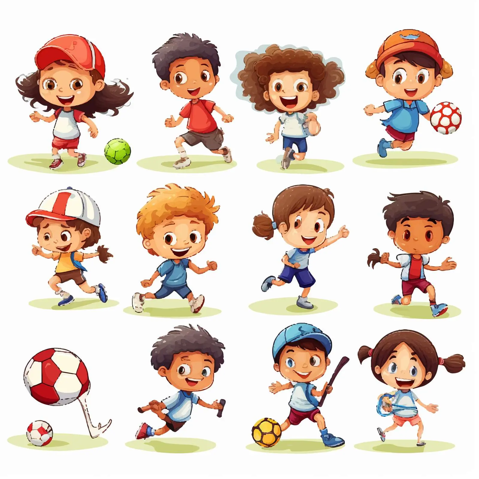 Kids Playing Sports Cartoon Vector Illustration — free download from Dotvec