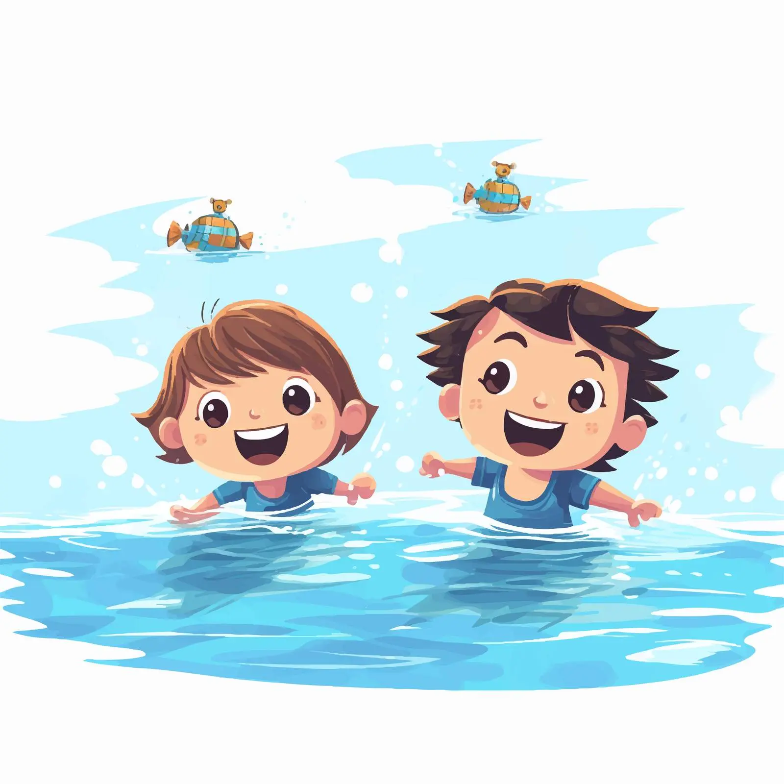 Kids Swimming Practice Vector Illustration — free download from Dotvec