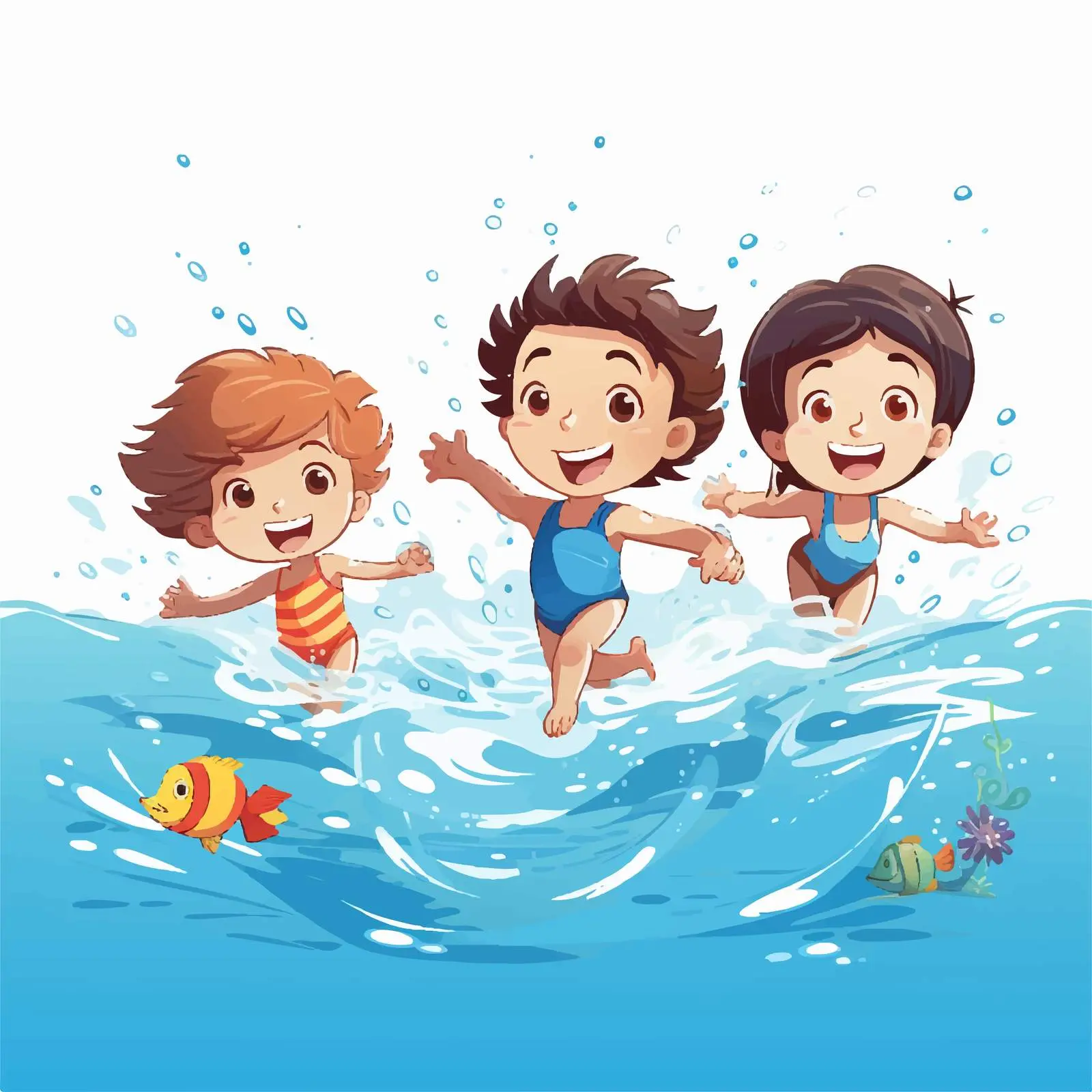 Kids Swimming Practice in Pool Illustration — free download from Dotvec