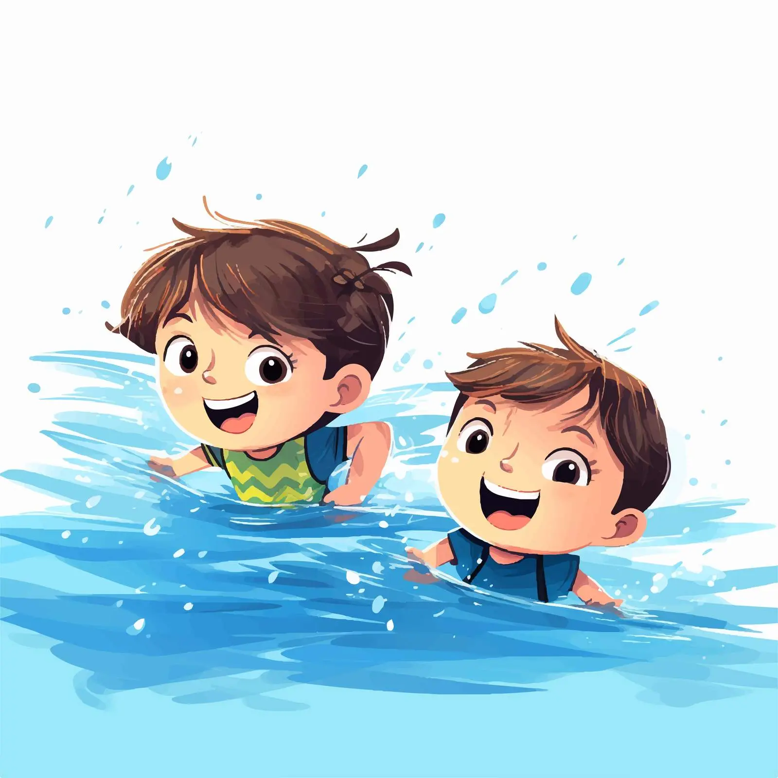Kids Practicing Swimming in Pool Illustration – free poolside image from Dotvec