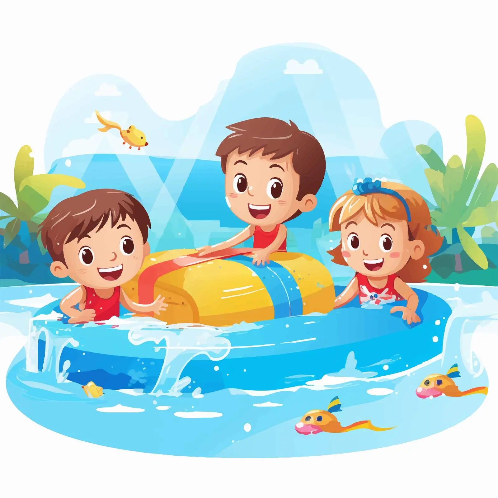 Kids Practicing Swimming in Pool Illustration — free download from Dotvec