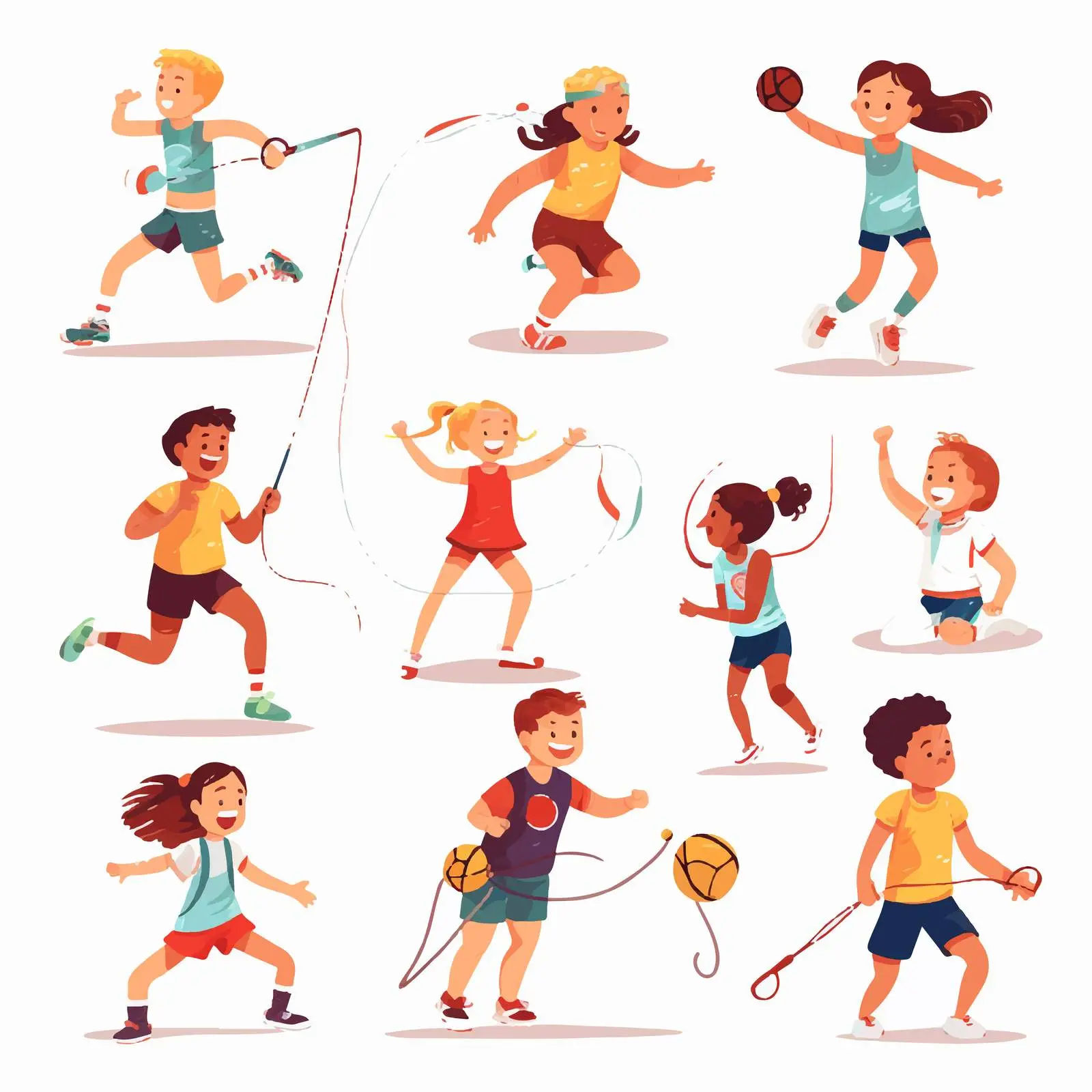 Children Engaging in Sports Activities Collection – free sports illustrations image from Dotvec