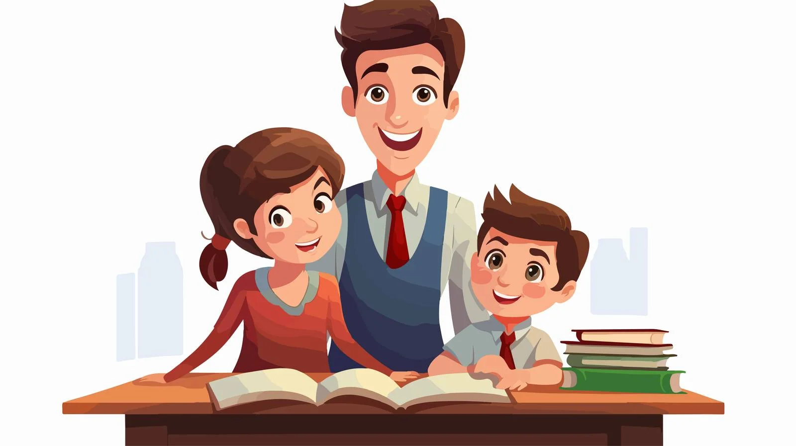 Educational Cartoon Scene with Kids and Teacher — free download from Dotvec